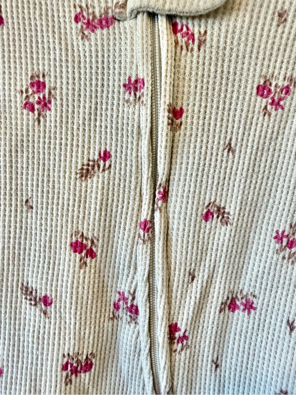 Cream Floral Footed One-Piece for Baby Girls